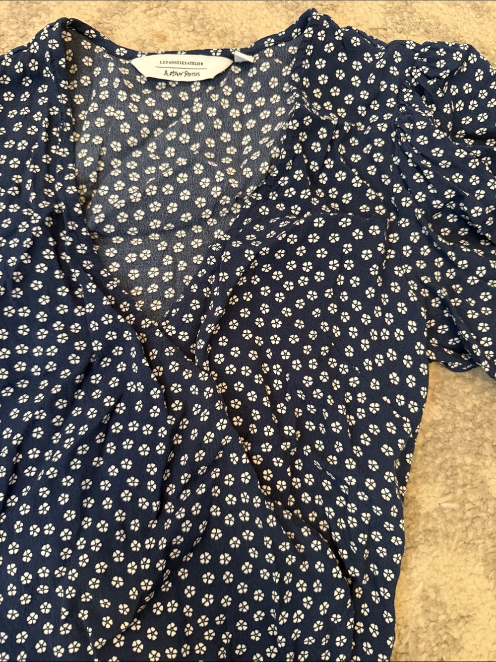 Navy Floral Print Wrap Top